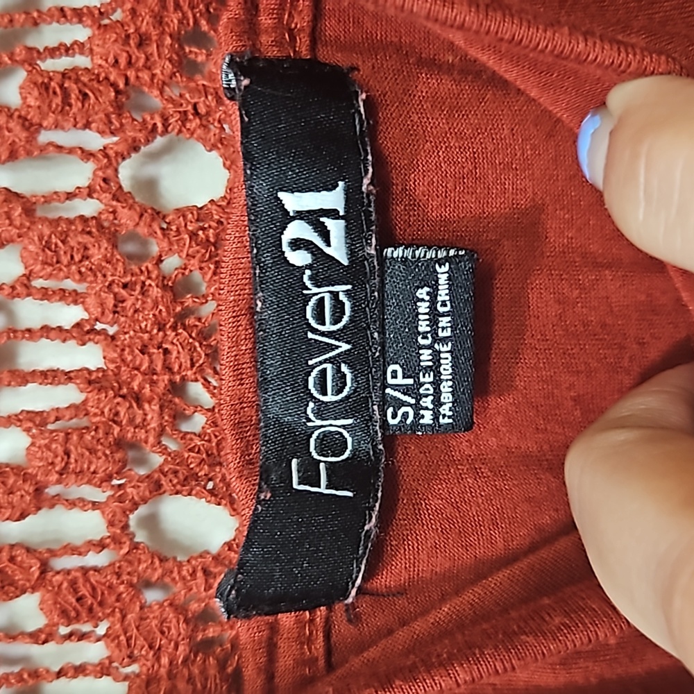 Forever 21 Tank Size Small Rust Color Lace Ruffle - Picture 4 of 5